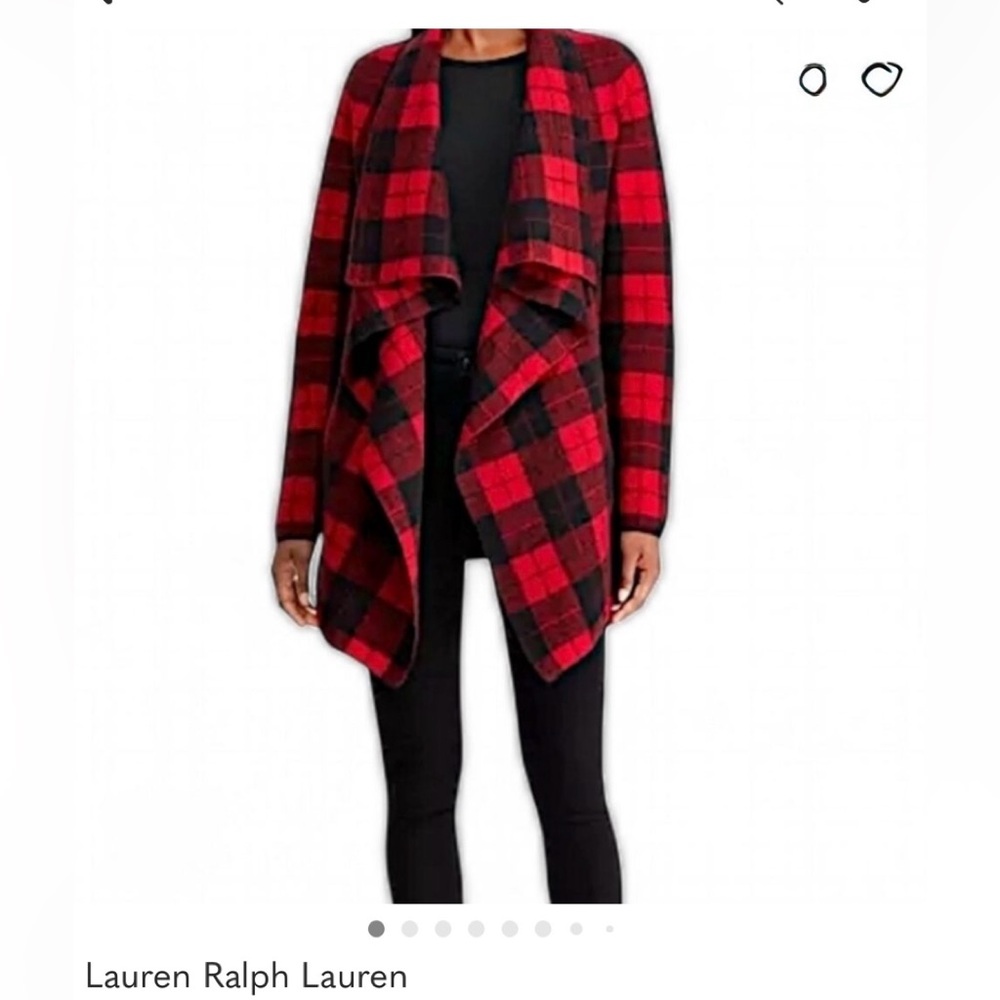 Ralph Lauren Red and Black Plaid Cardigan